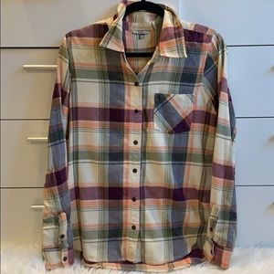 BKE Multi-color button up flannel top